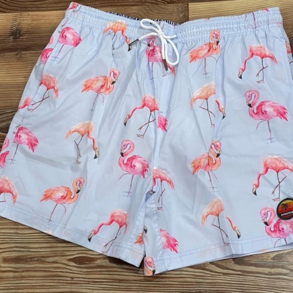 Sunsations XL Flamingo Print Swim Shorts‎ w Pockets 560